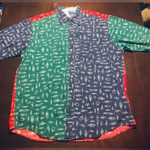 vintage Nautica short sleeved color block shirt nautical Knot print Men’s XL